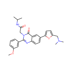 COc1cccc(-c2nc3ccc(-c4ccc(CN(C)C)o4)cc3c(=O)n2CC(=O)NC(C)C)c1 ZINC000071341364