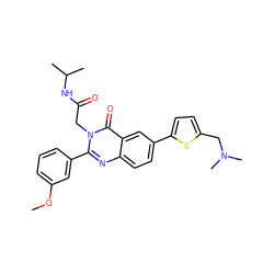 COc1cccc(-c2nc3ccc(-c4ccc(CN(C)C)s4)cc3c(=O)n2CC(=O)NC(C)C)c1 ZINC000071334157