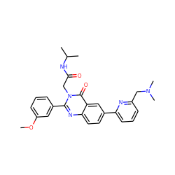 COc1cccc(-c2nc3ccc(-c4cccc(CN(C)C)n4)cc3c(=O)n2CC(=O)NC(C)C)c1 ZINC000071341219