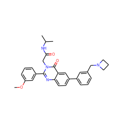 COc1cccc(-c2nc3ccc(-c4cccc(CN5CCC5)c4)cc3c(=O)n2CC(=O)NC(C)C)c1 ZINC000071333100