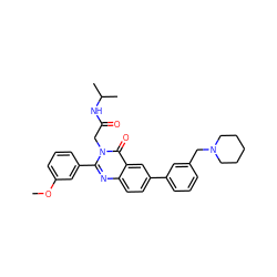 COc1cccc(-c2nc3ccc(-c4cccc(CN5CCCCC5)c4)cc3c(=O)n2CC(=O)NC(C)C)c1 ZINC000071334178