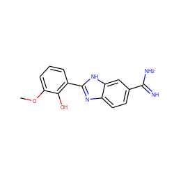 COc1cccc(-c2nc3ccc(C(=N)N)cc3[nH]2)c1O ZINC000013863694