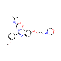 COc1cccc(-c2nc3ccc(OCCCN4CCOCC4)cc3c(=O)n2CC(=O)NC(C)C)c1 ZINC000066079845