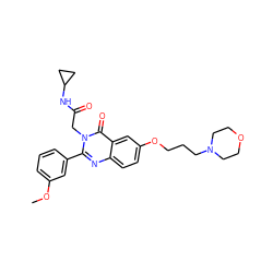 COc1cccc(-c2nc3ccc(OCCCN4CCOCC4)cc3c(=O)n2CC(=O)NC2CC2)c1 ZINC000066079840