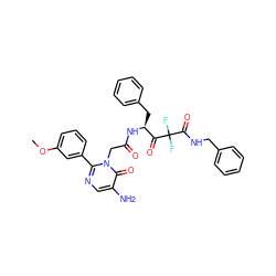 COc1cccc(-c2ncc(N)c(=O)n2CC(=O)N[C@@H](Cc2ccccc2)C(=O)C(F)(F)C(=O)NCc2ccccc2)c1 ZINC000028756719