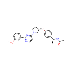 COc1cccc(-c2nccc(N3CC[C@@H](Oc4ccc([C@H](C)NC(C)=O)cc4)C3)n2)c1 ZINC000261193270