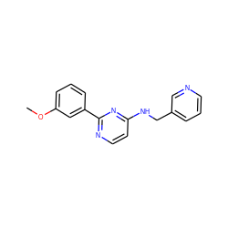 COc1cccc(-c2nccc(NCc3cccnc3)n2)c1 ZINC000004239329