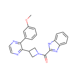 COc1cccc(-c2nccnc2C2CN(C(=O)c3nc4ccccc4[nH]3)C2)c1 ZINC000139830847