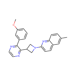 COc1cccc(-c2nccnc2C2CN(c3ccc4cc(C)ccc4n3)C2)c1 ZINC000139346426