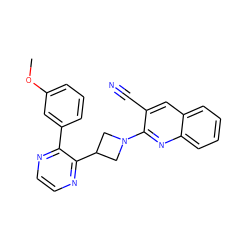 COc1cccc(-c2nccnc2C2CN(c3nc4ccccc4cc3C#N)C2)c1 ZINC000140138725