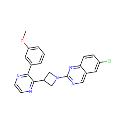 COc1cccc(-c2nccnc2C2CN(c3ncc4cc(Cl)ccc4n3)C2)c1 ZINC000140122072