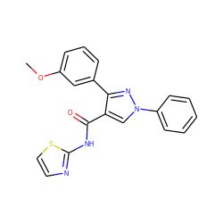 COc1cccc(-c2nn(-c3ccccc3)cc2C(=O)Nc2nccs2)c1 ZINC000002846504