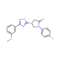 COc1cccc(-c2noc([C@@H]3CC(=O)N(c4ccc(Cl)cc4)C3)n2)c1 ZINC000038919538