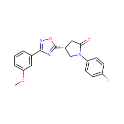 COc1cccc(-c2noc([C@@H]3CC(=O)N(c4ccc(F)cc4)C3)n2)c1 ZINC000038915229