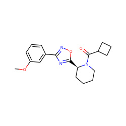 COc1cccc(-c2noc([C@@H]3CCCCN3C(=O)C3CCC3)n2)c1 ZINC000000324816