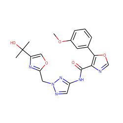 COc1cccc(-c2ocnc2C(=O)Nc2cnn(Cc3nc(C(C)(C)O)co3)n2)c1 ZINC000200103023