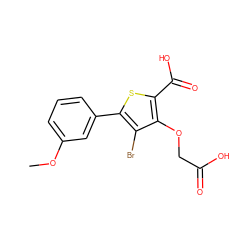 COc1cccc(-c2sc(C(=O)O)c(OCC(=O)O)c2Br)c1 ZINC000028711527