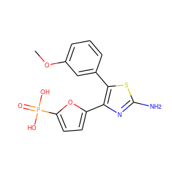 COc1cccc(-c2sc(N)nc2-c2ccc(P(=O)(O)O)o2)c1 ZINC000066112539