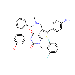 COc1cccc(-n2c(=O)c3c(CN(C)Cc4ccccc4)c(-c4ccc(N)cc4)sc3n(Cc3c(F)cccc3F)c2=O)c1 ZINC000028238286