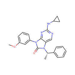 COc1cccc(-n2c(=O)n([C@@H](C)c3ccccc3)c3cnc(NC4CC4)nc32)c1 ZINC000042890616