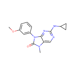 COc1cccc(-n2c(=O)n(C)c3cnc(NC4CC4)nc32)c1 ZINC000040423081