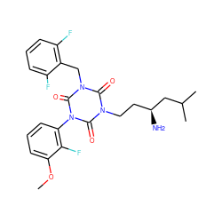 COc1cccc(-n2c(=O)n(CC[C@H](N)CC(C)C)c(=O)n(Cc3c(F)cccc3F)c2=O)c1F ZINC000028112913