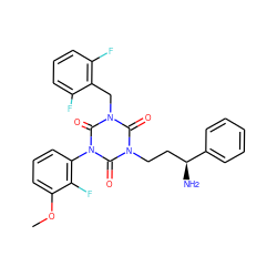 COc1cccc(-n2c(=O)n(CC[C@H](N)c3ccccc3)c(=O)n(Cc3c(F)cccc3F)c2=O)c1F ZINC000028115521