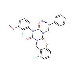 COc1cccc(-n2c(=O)n(Cc3c(F)cccc3Br)c(=O)n(C[C@H](N)c3ccccc3)c2=O)c1F ZINC000014209804