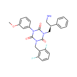 COc1cccc(-n2c(=O)n(Cc3c(F)cccc3F)c(=O)n(C[C@@H](CN)c3ccccc3)c2=O)c1 ZINC000028108264