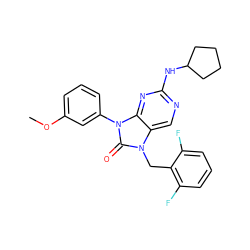 COc1cccc(-n2c(=O)n(Cc3c(F)cccc3F)c3cnc(NC4CCCC4)nc32)c1 ZINC000040949359