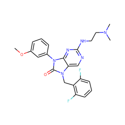 COc1cccc(-n2c(=O)n(Cc3c(F)cccc3F)c3cnc(NCCN(C)C)nc32)c1 ZINC000040952136