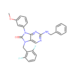 COc1cccc(-n2c(=O)n(Cc3c(F)cccc3F)c3cnc(NCc4ccccc4)nc32)c1 ZINC000040423859