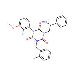 COc1cccc(-n2c(=O)n(Cc3ccccc3C)c(=O)n(C[C@H](N)c3ccccc3)c2=O)c1F ZINC000028116210