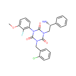 COc1cccc(-n2c(=O)n(Cc3ccccc3Cl)c(=O)n(C[C@H](N)c3ccccc3)c2=O)c1F ZINC000028107117