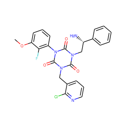 COc1cccc(-n2c(=O)n(Cc3cccnc3Cl)c(=O)n(C[C@H](N)c3ccccc3)c2=O)c1F ZINC000028112407