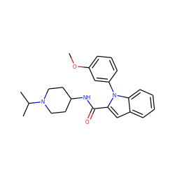 COc1cccc(-n2c(C(=O)NC3CCN(C(C)C)CC3)cc3ccccc32)c1 ZINC000014959732