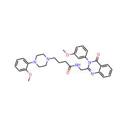 COc1cccc(-n2c(CNC(=O)CCCN3CCN(c4ccccc4OC)CC3)nc3ccccc3c2=O)c1 ZINC000029123374