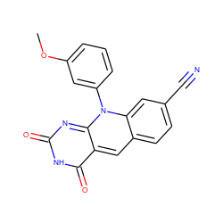 COc1cccc(-n2c3nc(=O)[nH]c(=O)c-3cc3ccc(C#N)cc32)c1 ZINC000096282700