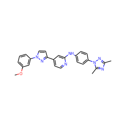 COc1cccc(-n2ccc(-c3ccnc(Nc4ccc(-n5nc(C)nc5C)cc4)c3)n2)c1 ZINC000071332229