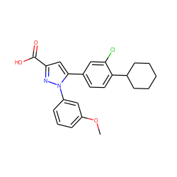 COc1cccc(-n2nc(C(=O)O)cc2-c2ccc(C3CCCCC3)c(Cl)c2)c1 ZINC000084711296