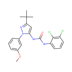 COc1cccc(-n2nc(C(C)(C)C)cc2NC(=O)Nc2cccc(Cl)c2Cl)c1 ZINC000003833973