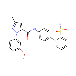 COc1cccc(-n2nc(C)cc2C(=O)Nc2ccc(-c3ccccc3S(N)(=O)=O)cc2)c1 ZINC000013529927