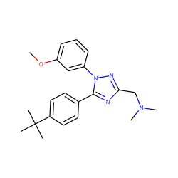 COc1cccc(-n2nc(CN(C)C)nc2-c2ccc(C(C)(C)C)cc2)c1 ZINC000045350096