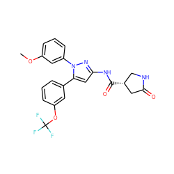 COc1cccc(-n2nc(NC(=O)[C@@H]3CNC(=O)C3)cc2-c2cccc(OC(F)(F)F)c2)c1 ZINC000169707350