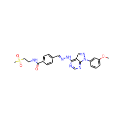 COc1cccc(-n2ncc3c(N/N=C/c4ccc(C(=O)NCCS(C)(=O)=O)cc4)ncnc32)c1 ZINC000014946201