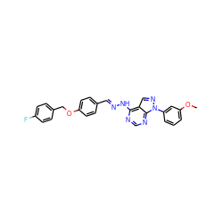 COc1cccc(-n2ncc3c(N/N=C/c4ccc(OCc5ccc(F)cc5)cc4)ncnc32)c1 ZINC000014946188