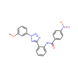 COc1cccc(-n2nnc(-c3ccccc3NC(=O)c3ccc([N+](=O)[O-])cc3)n2)c1 ZINC000299852650