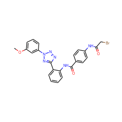 COc1cccc(-n2nnc(-c3ccccc3NC(=O)c3ccc(NC(=O)CBr)cc3)n2)c1 ZINC001772658217