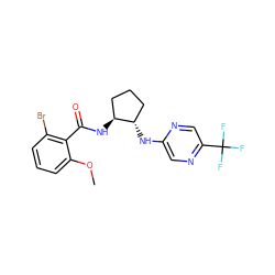 COc1cccc(Br)c1C(=O)N[C@H]1CCC[C@@H]1Nc1cnc(C(F)(F)F)cn1 ZINC001772617677