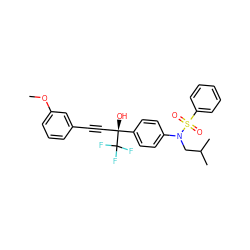 COc1cccc(C#C[C@](O)(c2ccc(N(CC(C)C)S(=O)(=O)c3ccccc3)cc2)C(F)(F)F)c1 ZINC000084690739